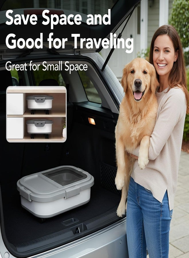 Summark 15 Lbs Dog/Cat Food Storage Container,Collapsible Food Storage Containers with Rolling Wheel Airtight Locking Lid,Pet Food Storage Container with Cup and Scoop,Grey - Image 5